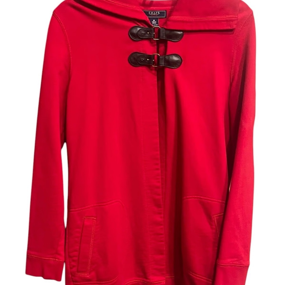 Chaps Ralph Lauren Vintage Women's Red Equestrian Toggle Sweater Coat